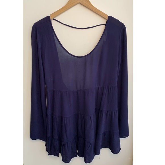 Cherish Peasant Top Navy Blue Large Long Sleeve - Picture 12 of 12